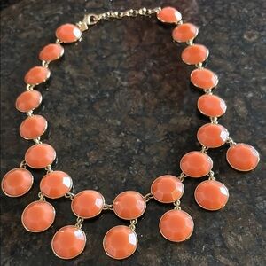 Vibrant Orange and Gold Bib Necklace with Dome Elements